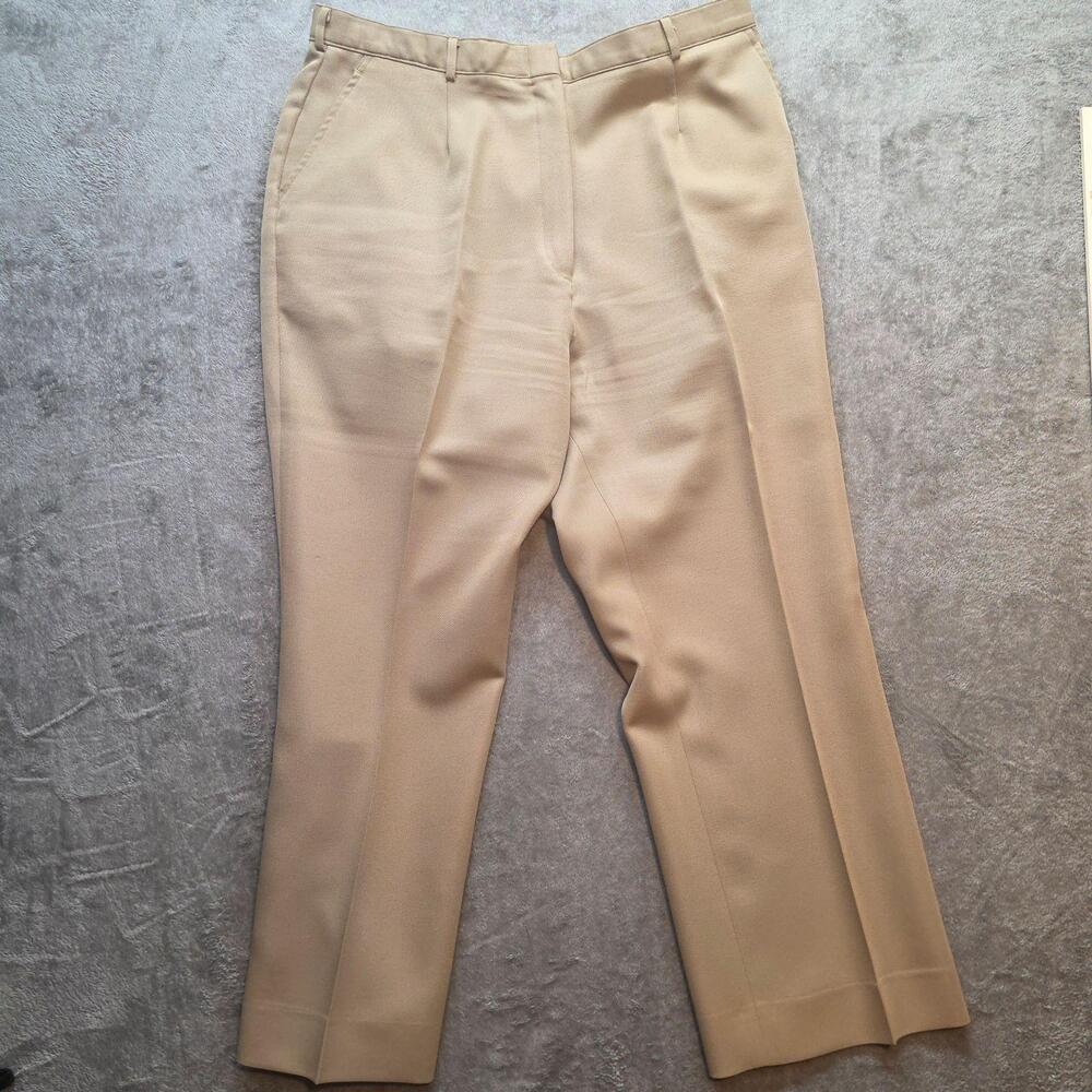 Creighton Dress Pants Womens 20W Beige Pleated Twill Plus Made In USA Vtg